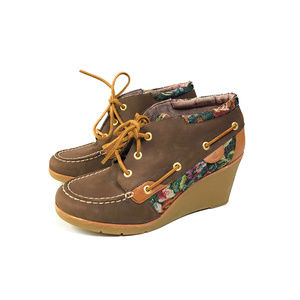 Sperry Hadley Wedge Bootie Boat Shoes Lace Up Sz 9